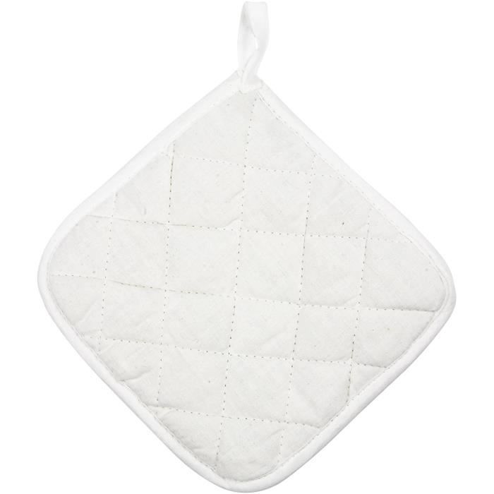 Potholders - Creotime - 20x20 Cm - 1 Pair - Cotton - White