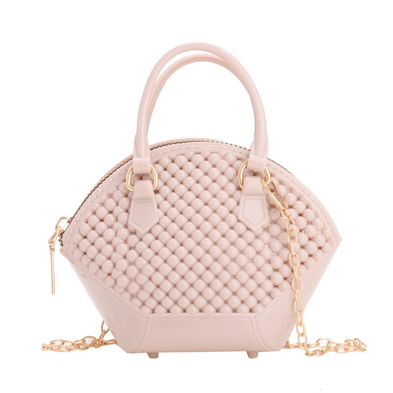 Sommer Mode Damen Crossbody Jelly Tasche mit Kette und Perlmutt Muschel Design