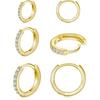3 Pairs 925 Sterling Silver Small Hoop Earrings for Women Men | Cubic Zirconia, 14K White Gold Plated Huggie Hoop Earrings, Hypoallergenic