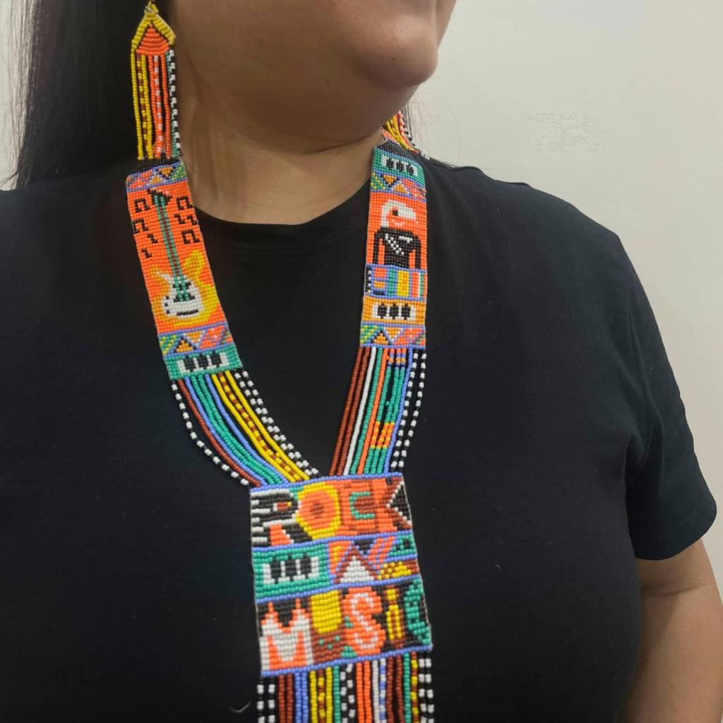 Handmade Boho Seed Bead Necklace: Rose