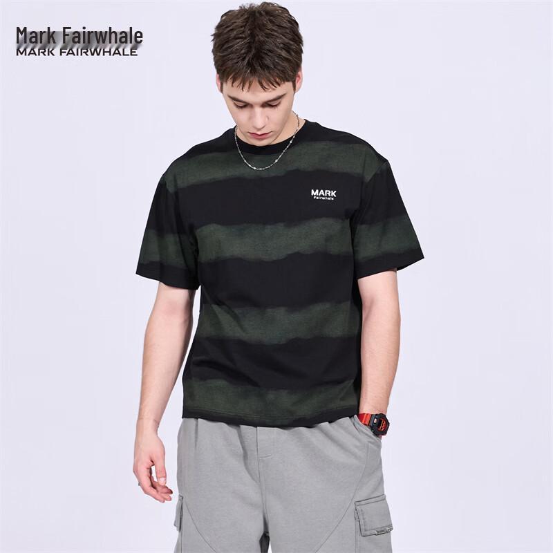 Mark Fairwhale Men s Tie-Dye Stripe Embroidered Crew Neck T-Shirt 3XL