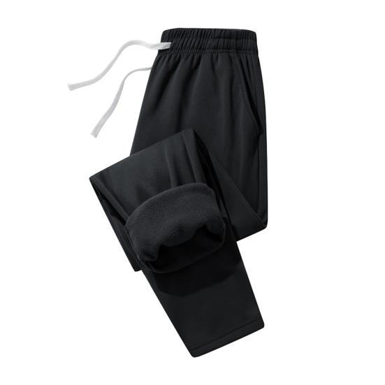 Men Thick Sweatpants Autumn And Winter Drawstring Waist Loose Casual Pants Fleece Lined Warm Trousers for Daily Wear Gym