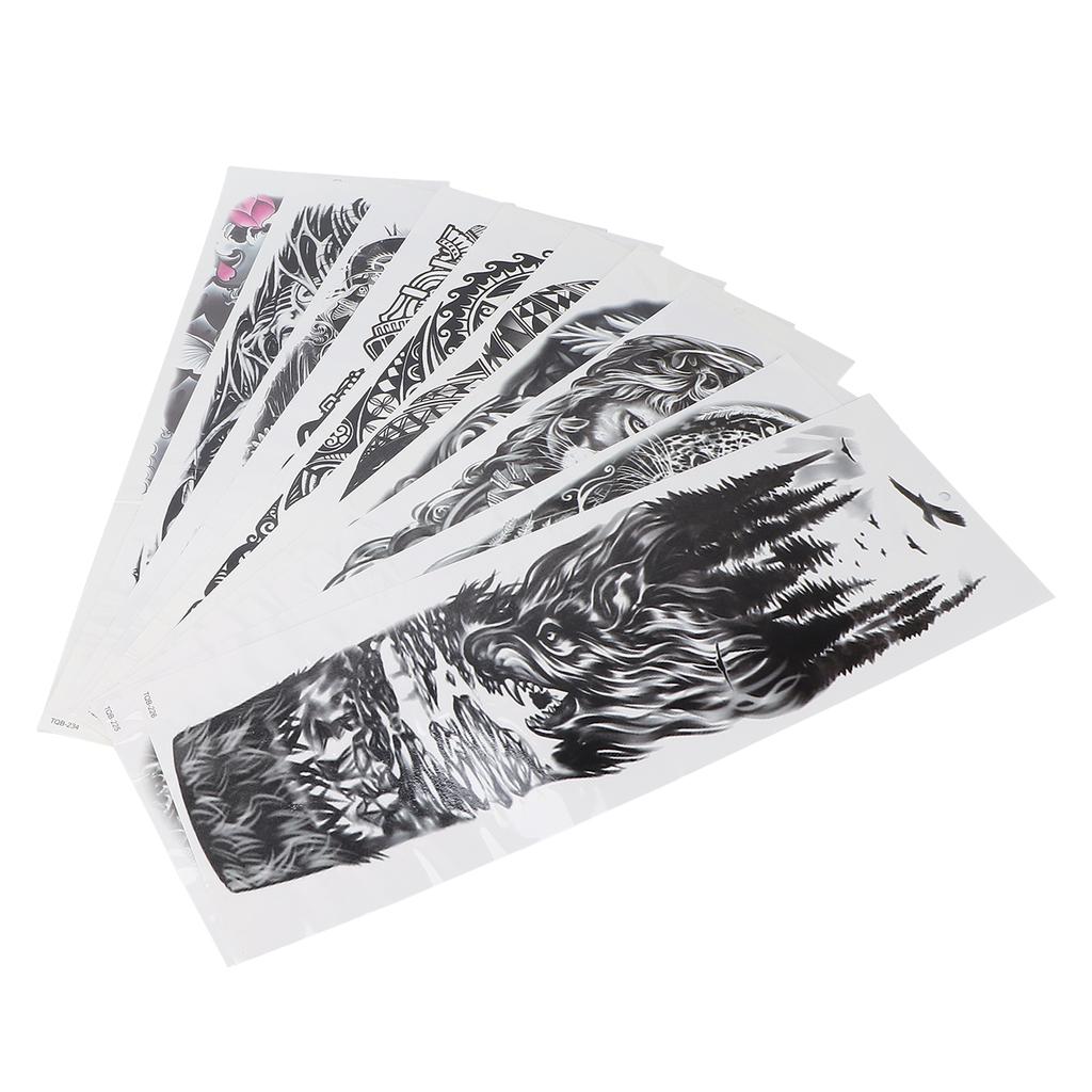 10pcs Full Sleeve Temporary Tattoos Stickers Large Unisex Watrproof Arm Fake Tattoo