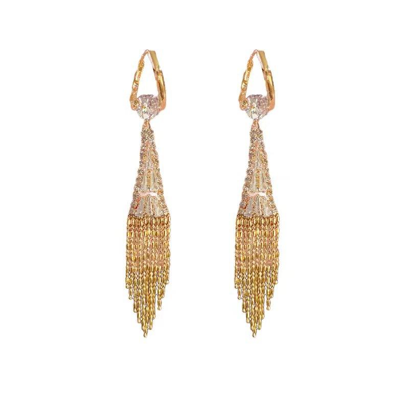 Glamorous Wheat Ear Tassel Earrings Fashion Elegant Stud Earrings Luxurious High-End Jewelry for Women