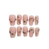 Short Press‑On Nails Handmade Summer Fairy White Gentle Color Stone False Nail Patches