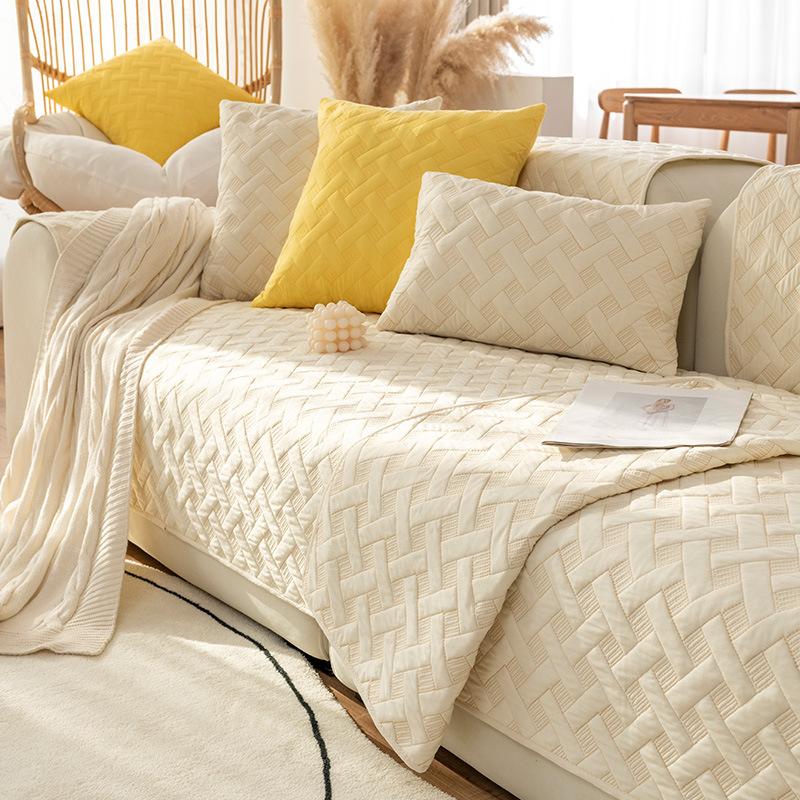Nordic Pure Cotton Sofa Cushion Simple Modern Four Seasons Universal Non-Slip Fabric Seat Cushion Leather Sofa Cover Cover Cloth Towel