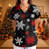 Women's Casual 3/4 Sleeve Neck Top with Christmas Print