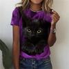 Women's T Shirts Funny 3D Kawaii Cat Print T-Shirts Fashion O-neck Short Sleeve Top Oversized Female Y2k Clothing Cute Girl Tees
