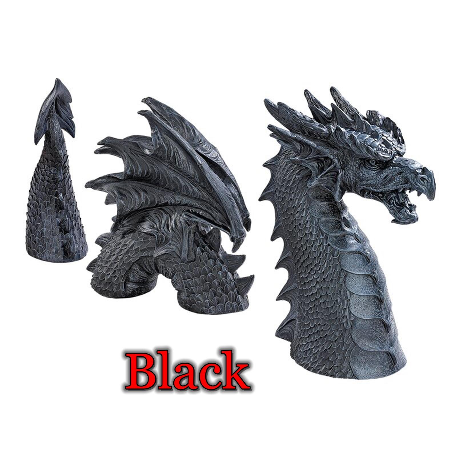 

Скульптуры дракона, гигантская скульптура на лужайке из смолы, готическая фэнтезийная фигурка дракона, художественный сад, патио, лужайка, статуи, украшение чёрный