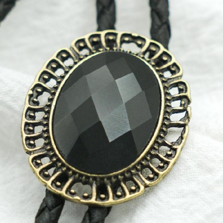 Mens American Bolo Tie Handmade Western Gem Stone Jewelry Cowboy Necklace Chain
