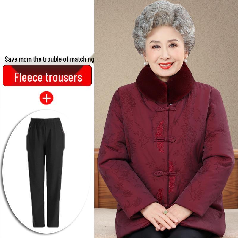 Hengyuanxiang Winter Cotton Jacket: Chinese Style for Elderly Women, Perfect for Grandma's Birthday or Mom's New Year Celebration