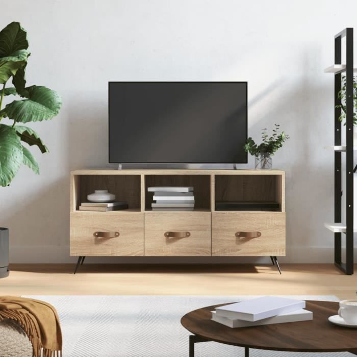 VidaXL Meuble TV chêne sonoma 102x36x50 cm bois d'ingénierie 829007