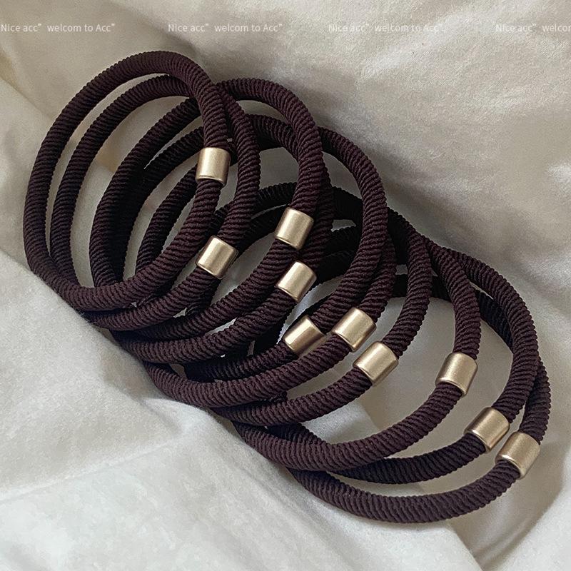 Korean Style High Elasticity Black Hair Tie for Women - Durable, Flexible Rubber Band for Ponytails and Hair Accessories