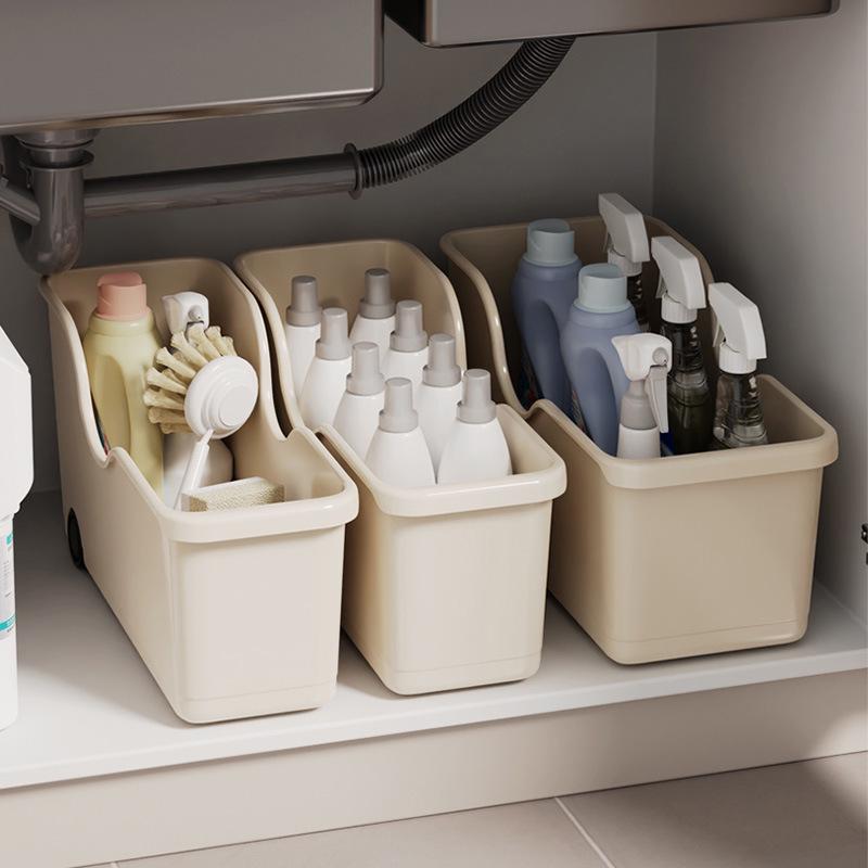 Japanese Kitchen Storage Box with Wheels - Under Sink Utensil and Miscellaneous Organizer