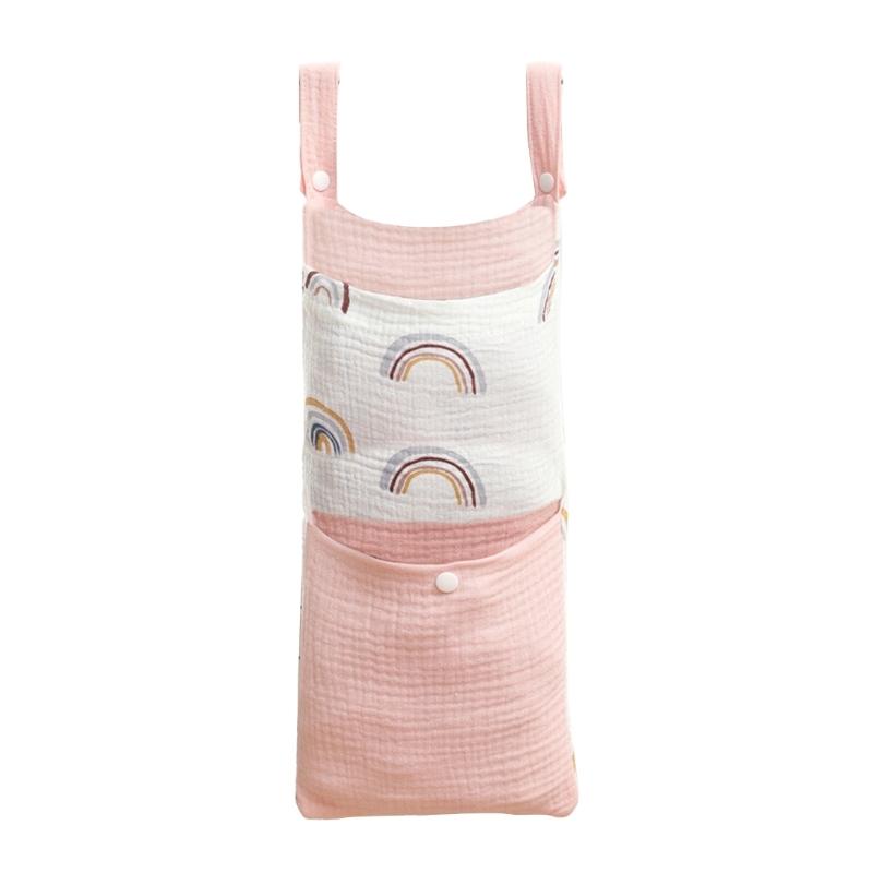 Crib Muslin Cotton Storage Bag Diaper Organiser Bedside Container Multifunctional Strollers Hanging Bag Storage Case