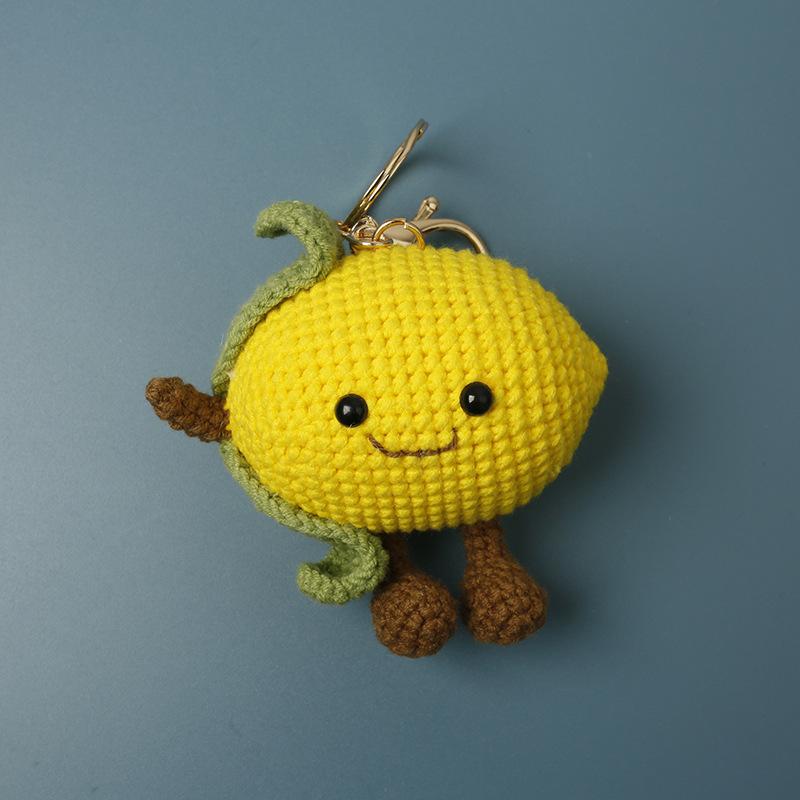 Cute Lemon Doll Crochet Keychain Creative Fruit Series Handmake Knitted Keychains Fruit Keyrings Custom Accessories