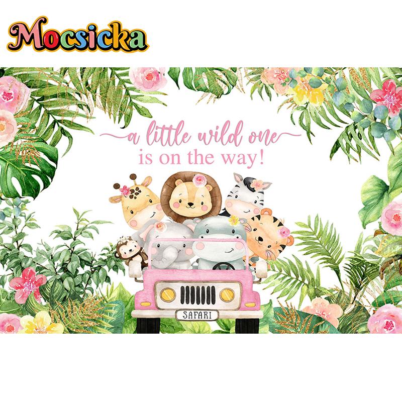 Mocsicka Safari Birthday Party Photography Background Forest Jungle Baby Shower Children Customized Photo Backdrop Banner
