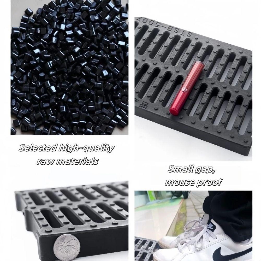 New High Strength Trench Cover Resin Plastic Rectangular Garage Floor Drain Black Grates Drainage Outdoor