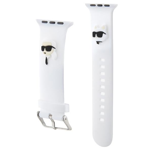 Karl Lagerfeld Pasek Klawlslkcnh Apple Watch 42/44/45/49Mm Biały/White Strap 3D Rubber Karl&Choupette Heads