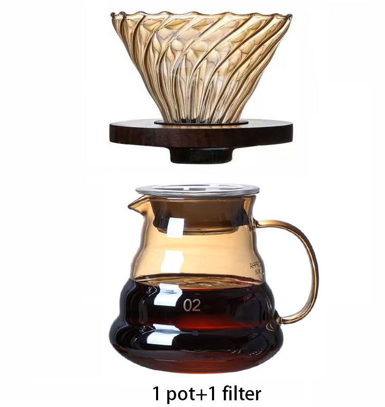 500ml Durable Glass Brewed Coffee Pot Brown Filtering Cup Glass Percolator Funnel Drip Pot Coffee Filter Home Coffee Supplies
