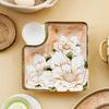 Floral Pattern Dumplings Plates Household 7.5 Inch Underglazed Colour Kitchen Tableware with Vinegar Dish Aesthetic Square Plate