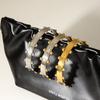 French Vintage Pleated Gold Bead Open Bangle, High-end Stainless Steel Gold-plated Bracelet, Titanium Steel Hand Jewelry