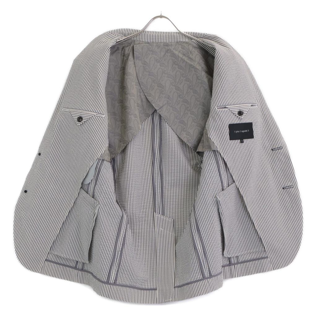 1piu1uguale3 MRB552 Blue x White Striped Seersucker Single Breasted Jacket Jacket V Blue x whiteUsed