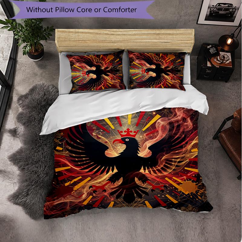 Belgium Football Pattern 3 Pieces Bedding Set Soft Microfiber Duvet Cover with Pillow Cases for Bedroom