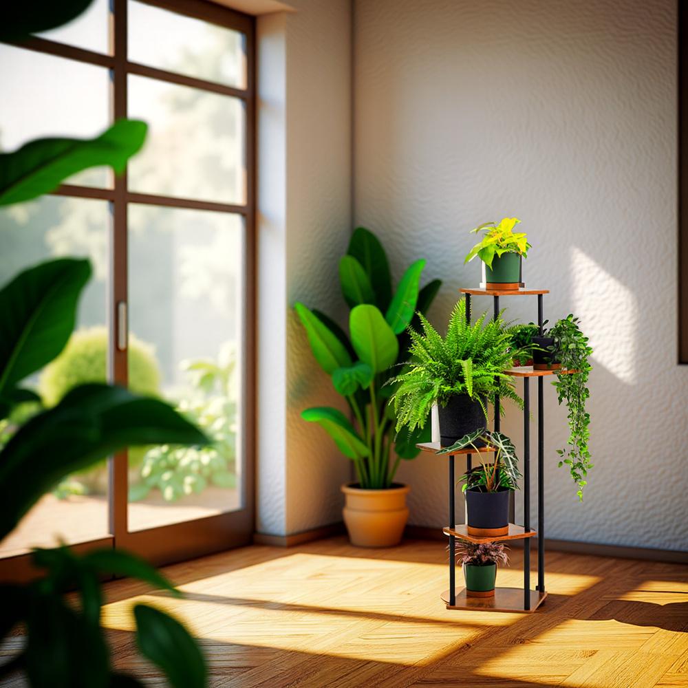 PALACE metal standing flower stand - black stand for 5 flowerpots