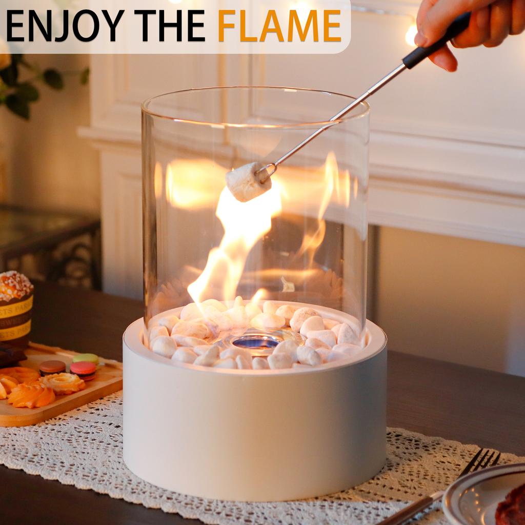 Metall Runder Tisch Kamin Klassischer Tisch Ethanol Kamin Runder Weißer Bio Ethanol Kamin ohne Kaminzug (US EU Lagerbestände)