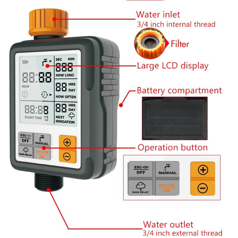 IP44 Waterproof Garden Automatic Watering Timer LCD Electronic irrigation Controllers Water Timer Home Digital Intelligence Watering