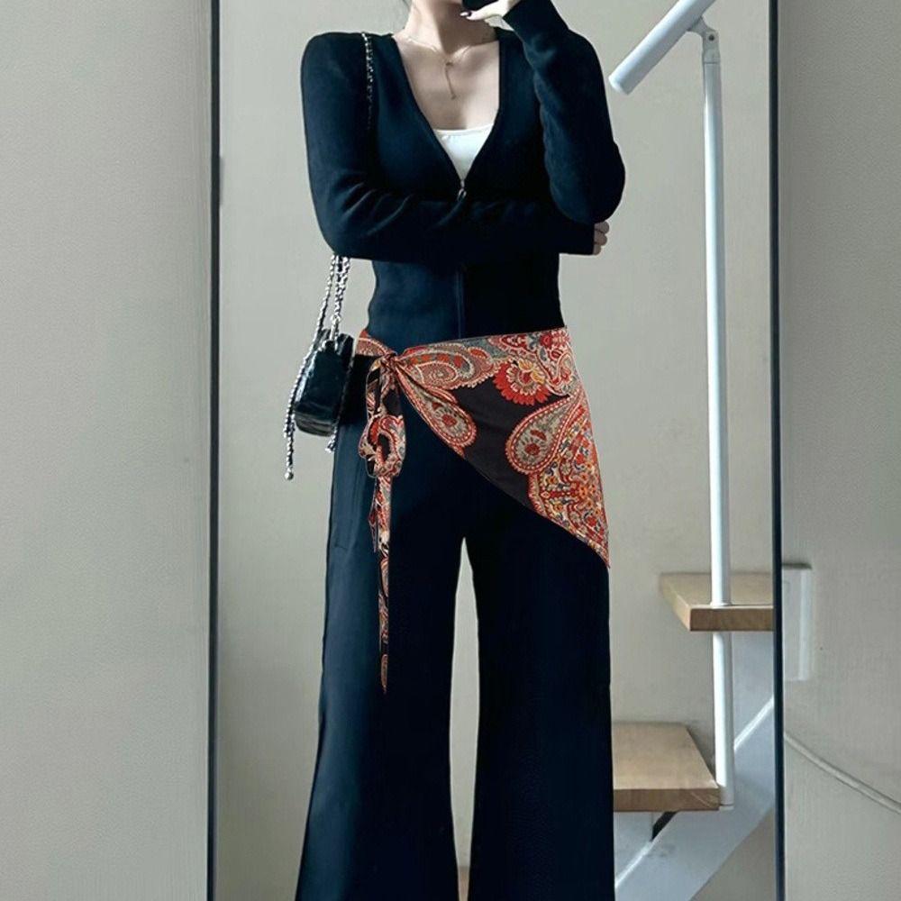 Bohemian Floral Triangular Belt Ethnic Decorative Skirt New Hip Scarf  Casual Wear