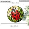 2D Flat Stained Glass Red Seven-Spotted Ladybug Window Decoration, 7.87inches Colored Glass Plate with Chain, Charming Spring Summer Sun Catcher Home