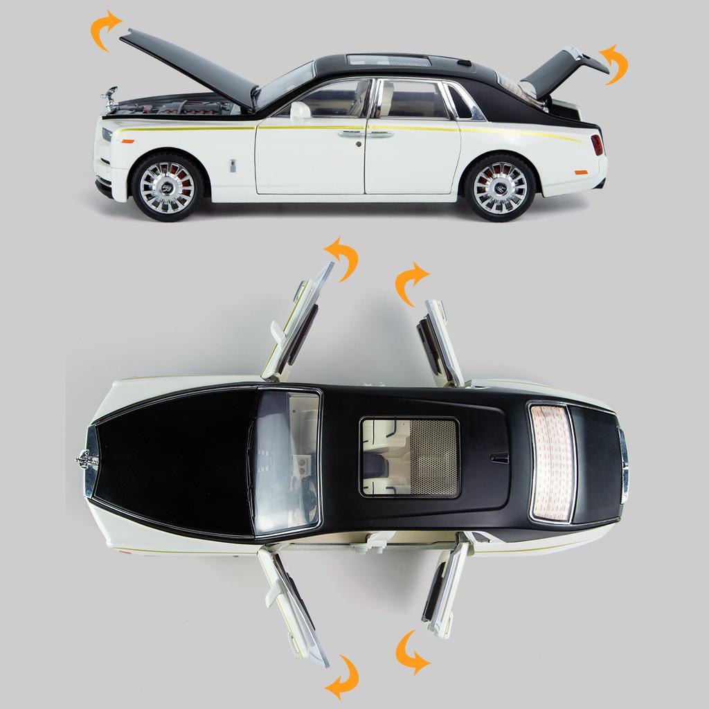 1/20 Scale Phantom Diecast Car Model Toy, Pull Back Toy Vehicle with Sound and Light for Kids Toddler Boys Girls Gift Collection