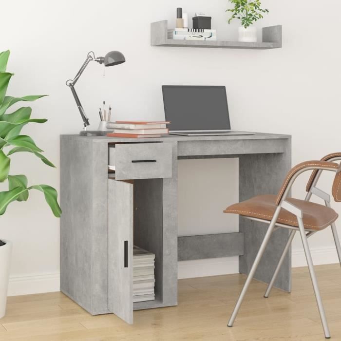 816788 vidaXL Desk Concrete Grey 100x49x75 Cm Engineered Wood