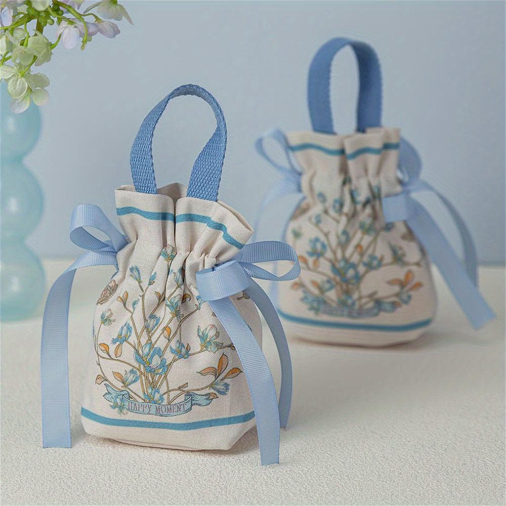 Retro Flower Handheld Candy Bags Wedding Gifts Packing Bags Portable Drawstring Candy Storage Bags Wholesale New 2024