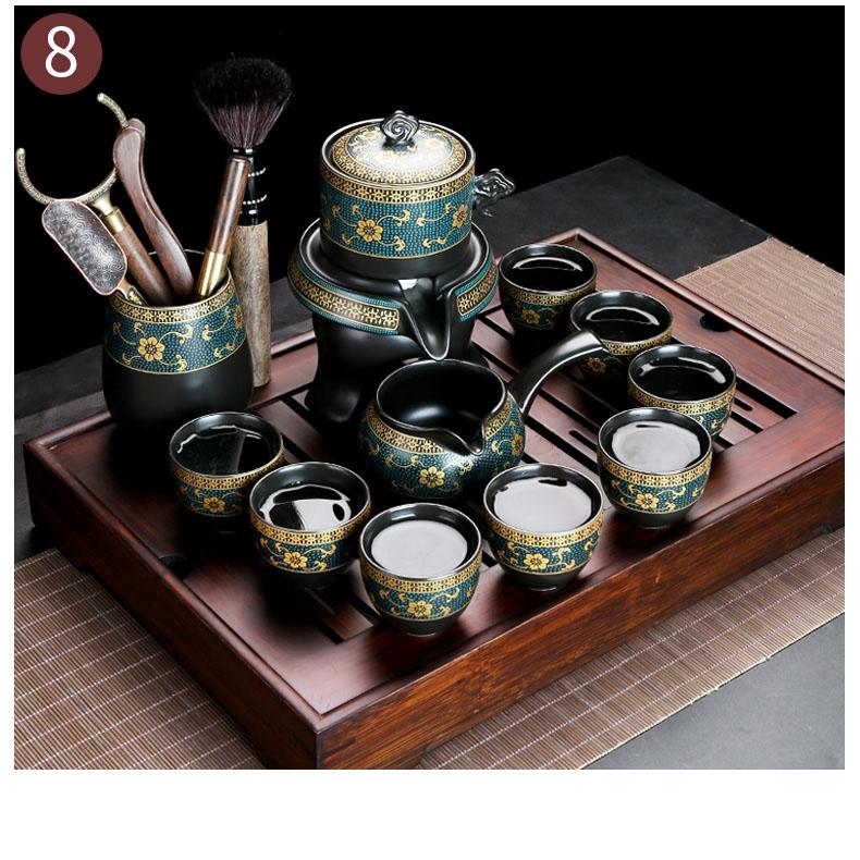 Semi-automatic Kung Fu Tea Set, Ceramic Stone Grinding, Teacup Tray, Porcelain Service, Gaiwan Tea Cups, Mug of Tea Ceremony