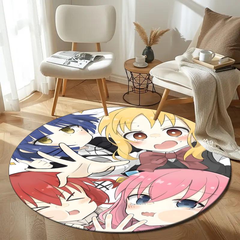 Customizable BOCCHI THE ROCK Round Non-Slip Carpet - Ideal for Garden, Picnic, Office, Perfect for Decoration, Suitable For All Seasons
