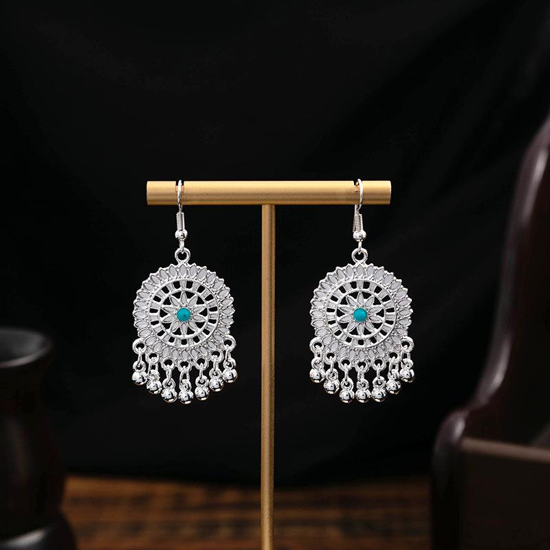 Ethnic Style Imitation Miao Silver Earrings, Colorful Long Fringed Chain Earrings, Hot-selling Earrings In Scenic Spots, Qinghe Jewelry Batches