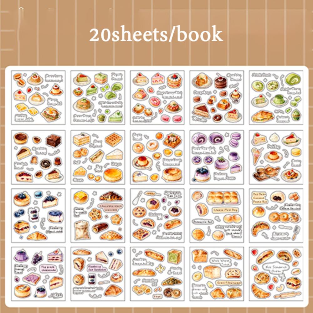20 Sheets Sticker Book a Bite of Light Series PET Scrapbook Sticker DIY Cartoon Material Decorative Stickers Journal Decoration