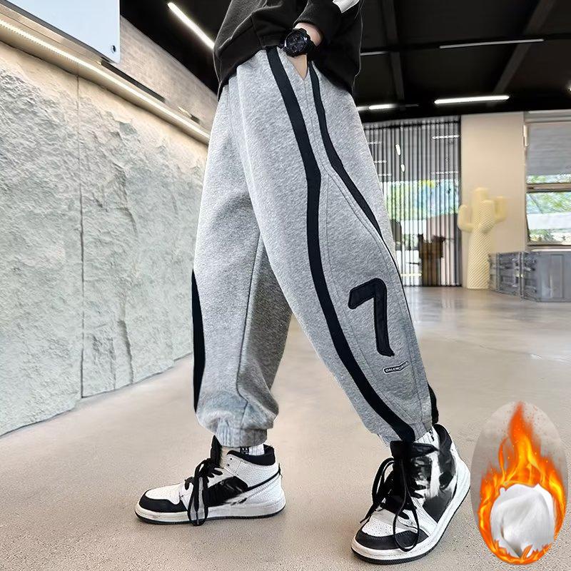 

Брюки для мальчиков, осенние и зимние модели, а также детские спортивные брюки из бархата, детские брюки в стиле вестерн, трендовые уличные брюки Fried Street 140