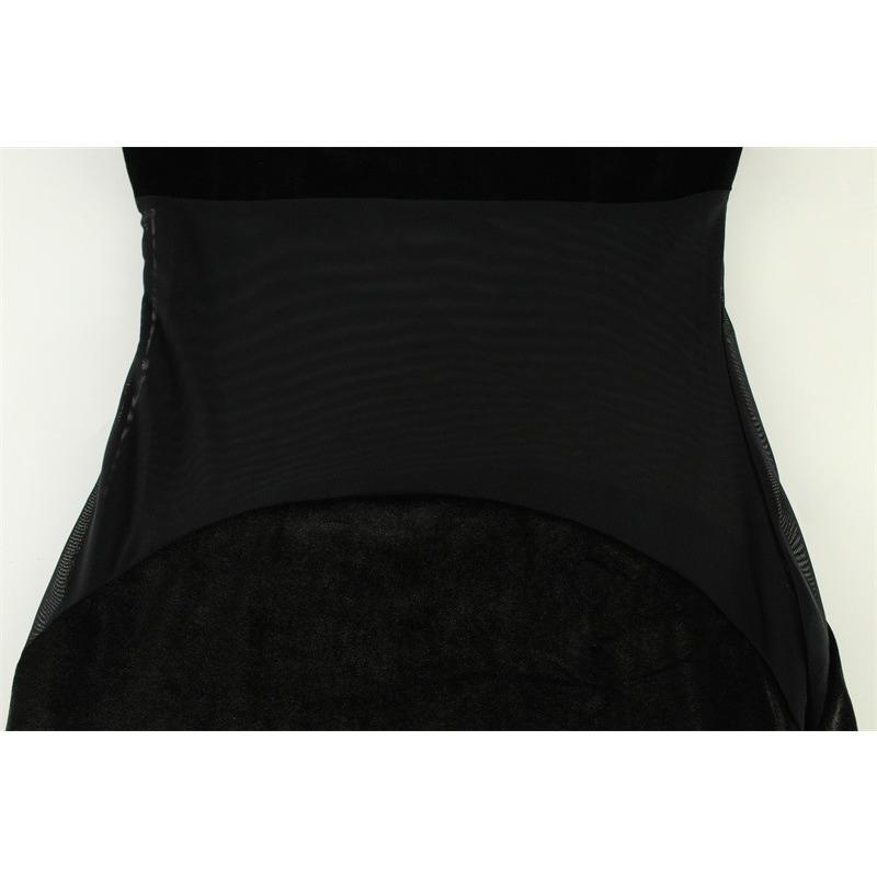 Women's Mesh Splicing Strap Perspective Sexy Hot Fashion Low-cut Halter Fishtail Dress