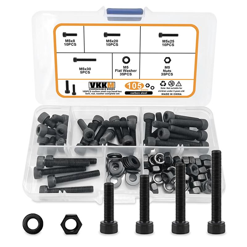 

105 шт. болт с шестигранной головкой из углеродистой стали, гайка, шайба, полный комплект