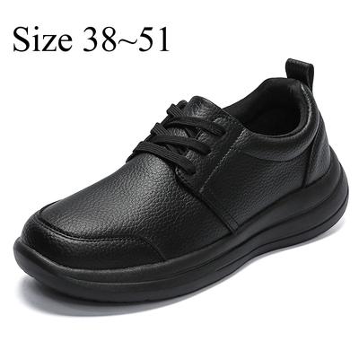 Adidași Casual din Piele Impermeabili pentru Bărbați, Pantofi Sport Negri, Mărimi Mari 48 49 50, cu Șireturi, Pantofi Confortabili pentru Mers