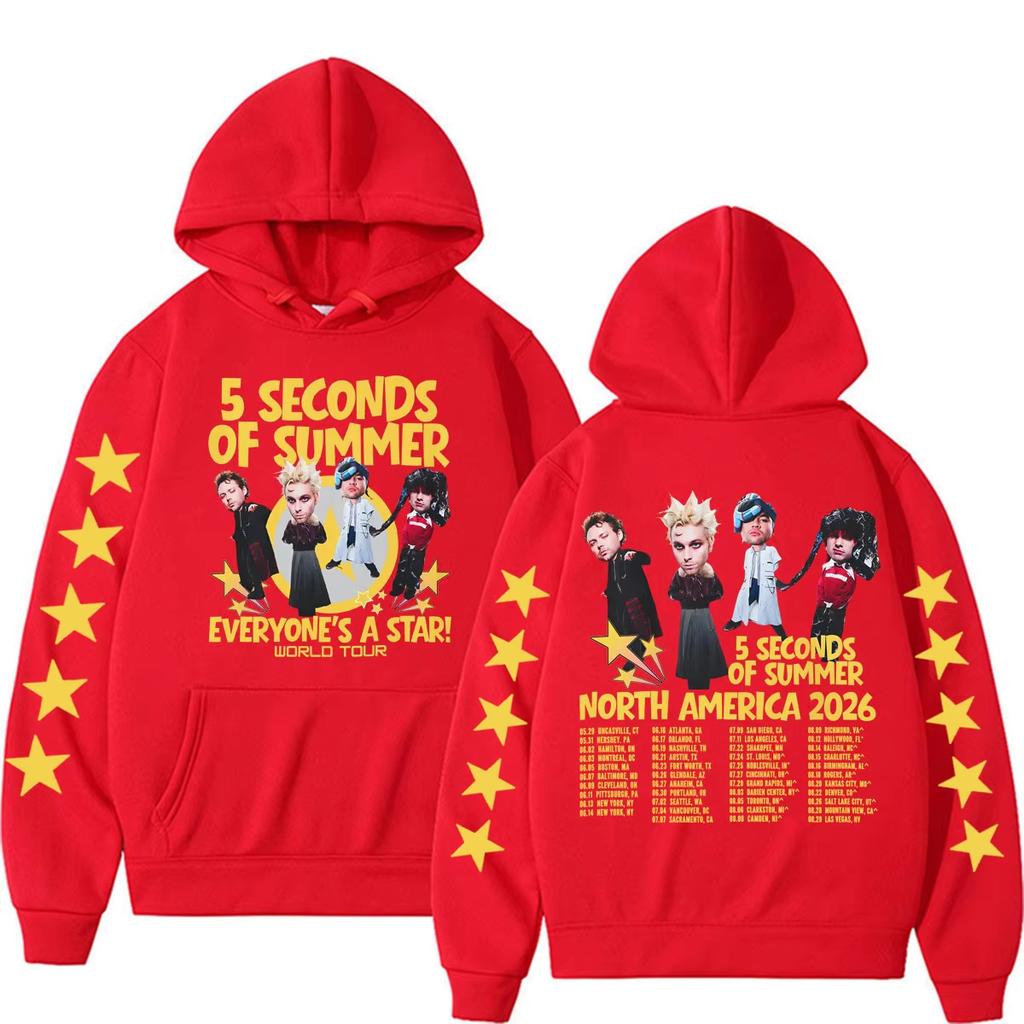 5 Seconds of Summer Everyone's A Star 2026 World Tour Sweatshirts Men Women Long Sleeve Casual Streetwear Soft Sweatshirt Loose Cozy and Versatile