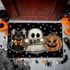 1pc Golden Diamond Velvet Non-Slip Floor Mat, Halloween Black Cat Pumpkin Doormat, Machine Washable, Suitable for Kitchen, Dining Room, Hallway, Bathr
