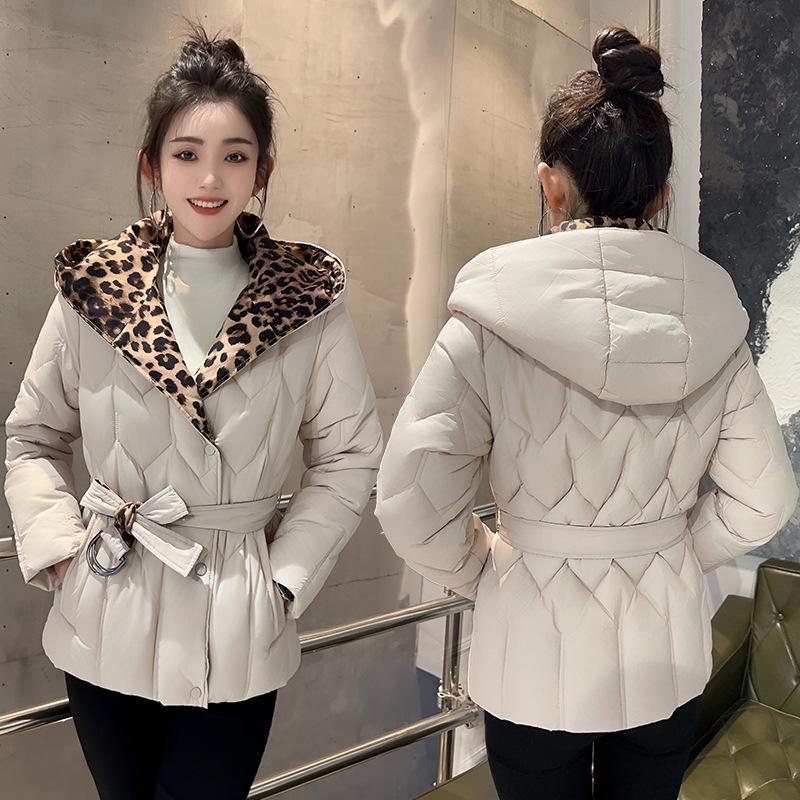 Women's new leopard print cold windproof lightweight thickened fluffy warm loose high-quality fabric casual sports Parker cotton jacket