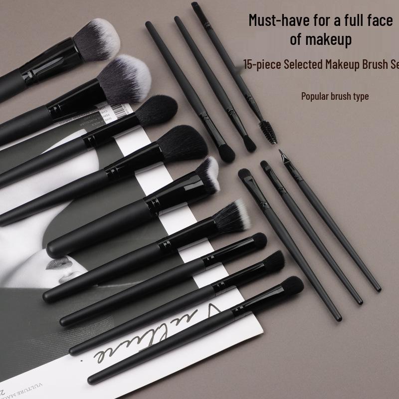 Professional 15-Piece Soft Makeup Brush Set for Powder, Eyeshadow, Blush & Highlight