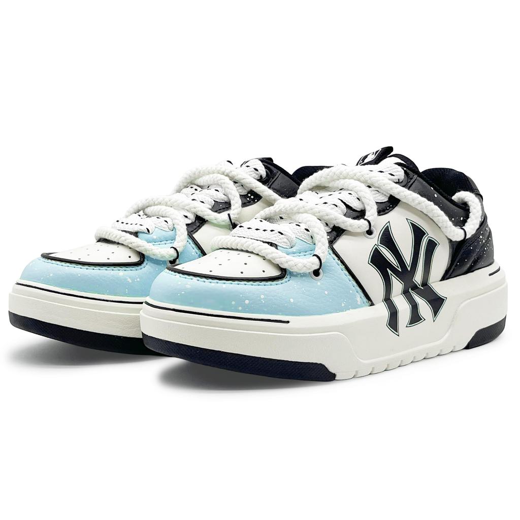 MLB Chunky Liner PU Abrasion Resistant Height Increasing Low Top Skateboard Shoes Unisex Black White Blue 3ASXCA12N-50WHS(Team131-)