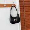 Portable Y2k Style Bowknot Crossbody Bag PU Leather Bow Dumpling Shoulder Bag Korean Style Underarm Bag Half-moon Handbag Travel